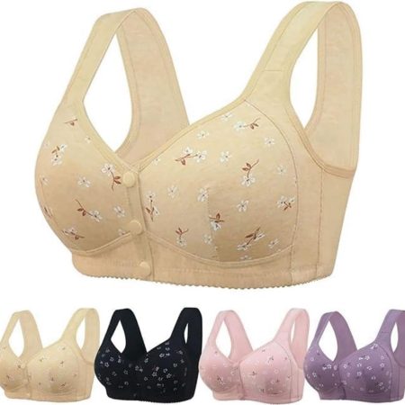 Bras for Women No Underwire Front Closure Comfort Senior Wireless Snap Closing Bra