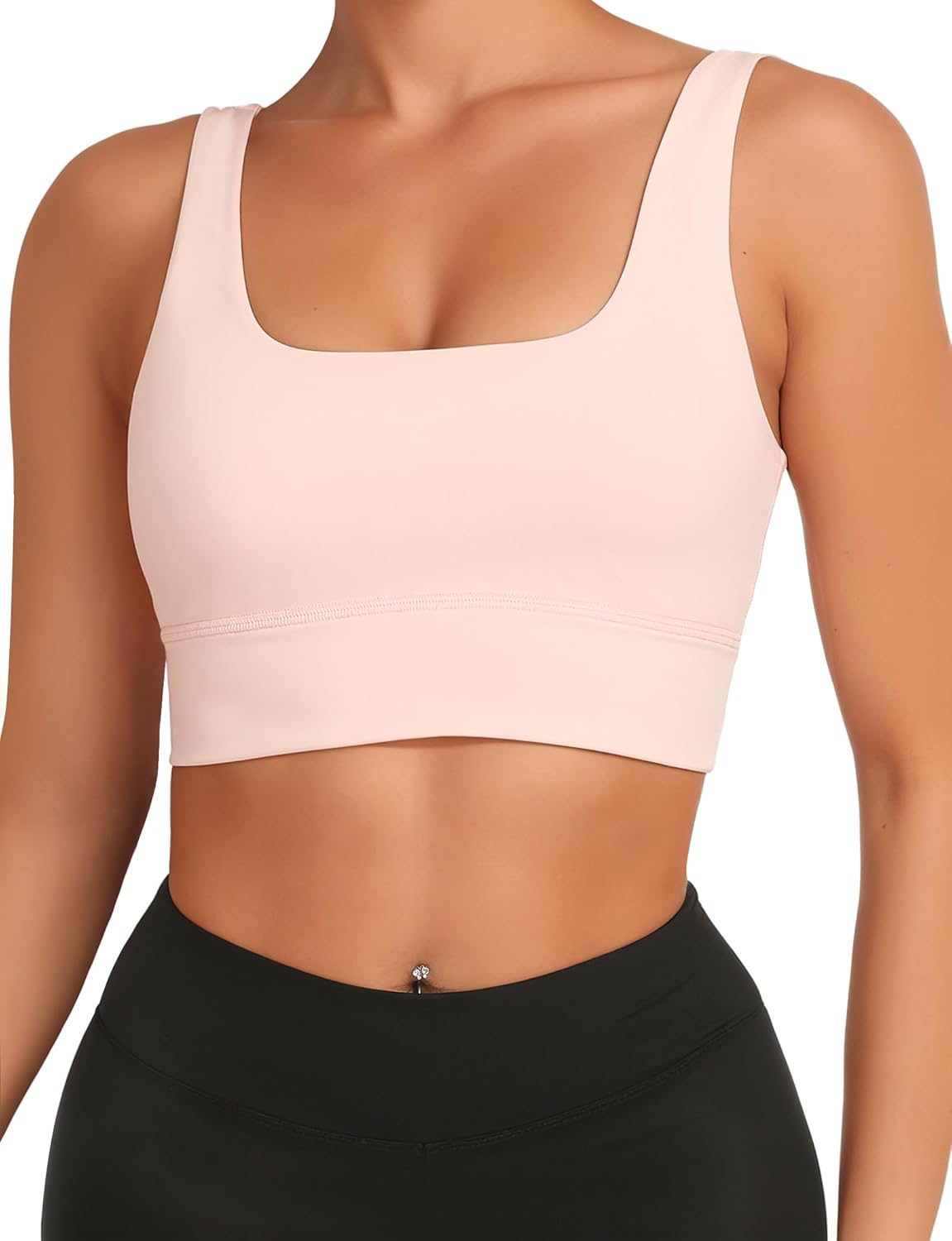 Sports Bras for Women, Light Support Push Up Sport Bra Workout Built in Bra Scoop Neck U Back Yoga Sports Bra