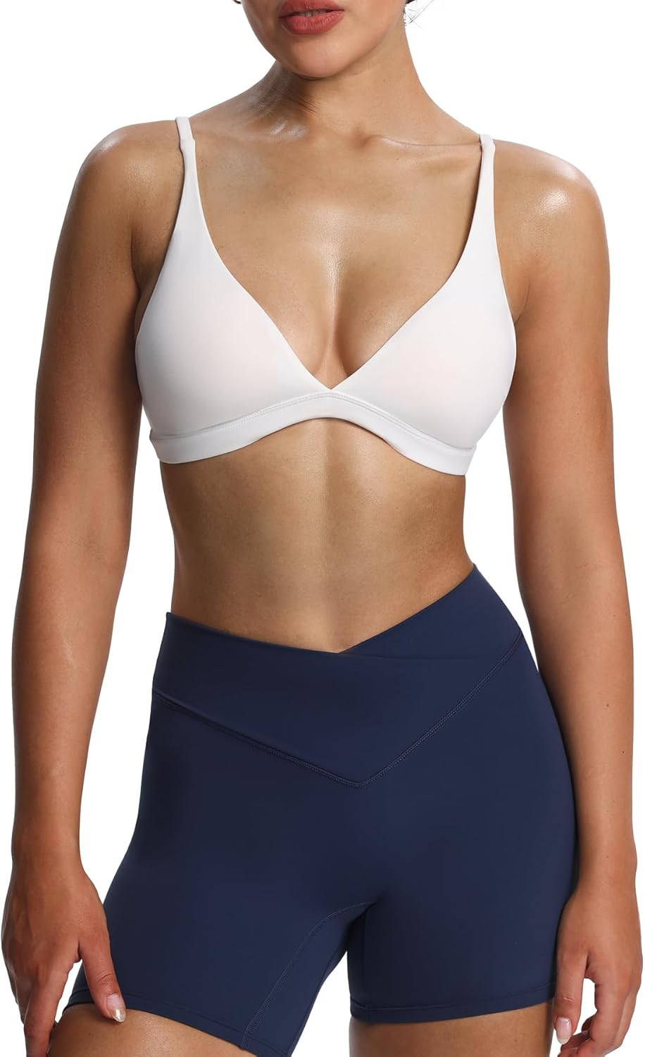 Women's Workout Deep V Adjustable Sport Bras Fitness Bra Yoga Crop Tank