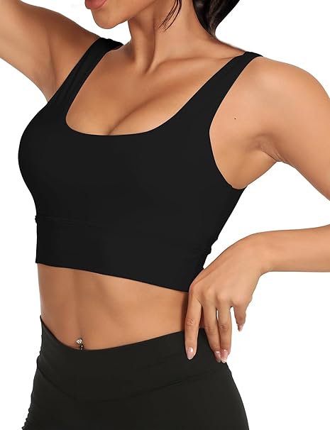 Sports Bras for Women, Light Support Push Up Sport Bra Workout Built in Bra Scoop Neck U Back Yoga Sports Bra