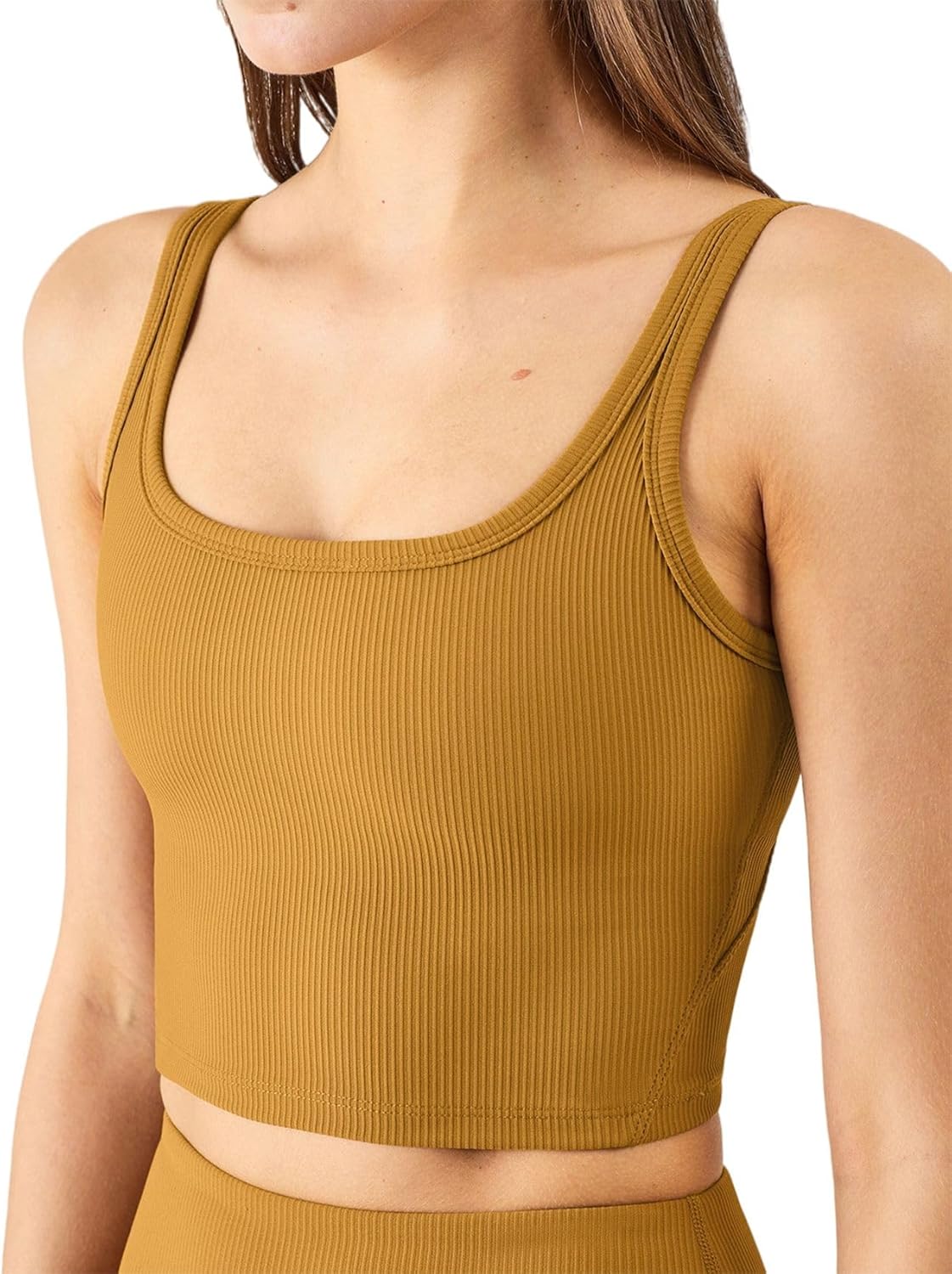 Women's Seamless Sports Bra Workout Crop Top Ribbed Padded Longline Wirefree Medium Support Tank Tops Fitness