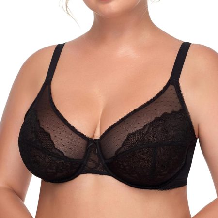 Minimizer Bras for Women Full Coverage Underwire Bras Plus Size Lifting Floral Lace Bra for Heavy Breast