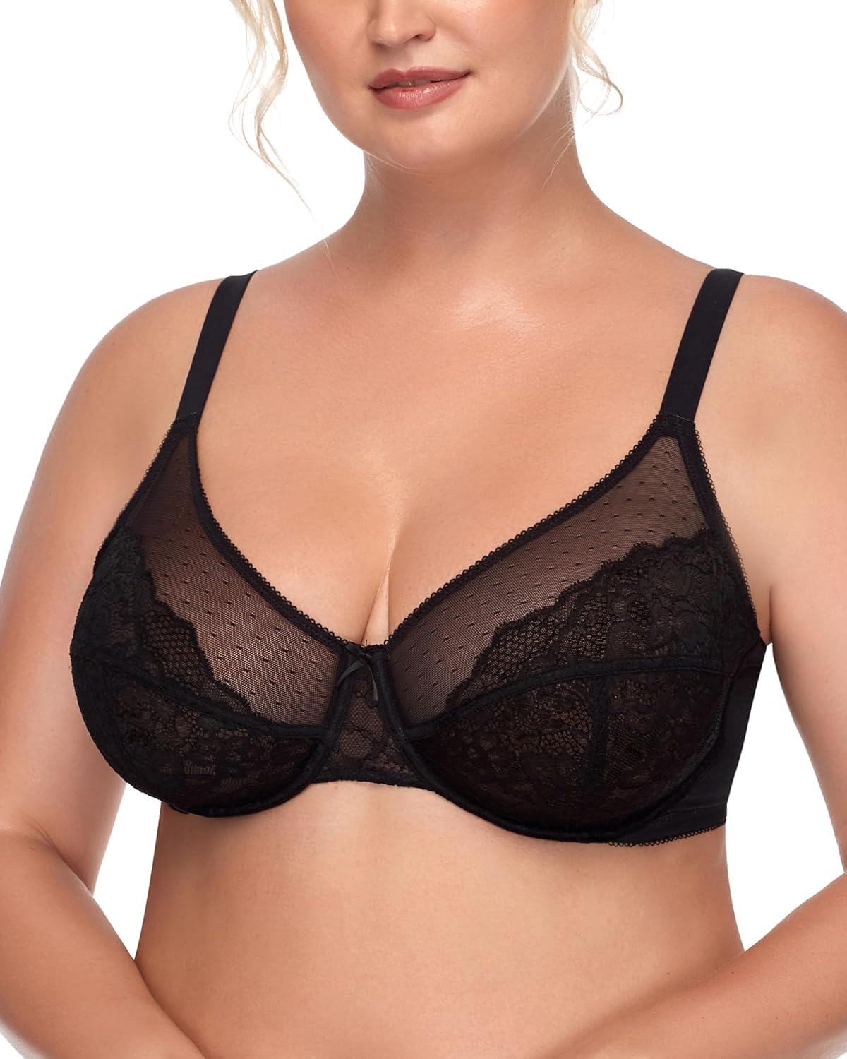 Minimizer Bras for Women Full Coverage Underwire Bras Plus Size Lifting Floral Lace Bra for Heavy Breast