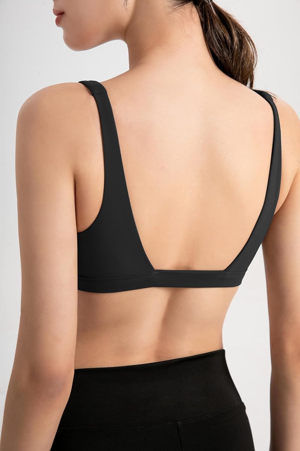Sports Bra for Women V-Neck Triangle Bralettes with Open Back Push Up Workout Top Padded Light Support - Image 2