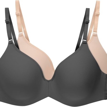 Women Invisible Look Underwire Adjustable T-Shirt Bra (2 Pack)
