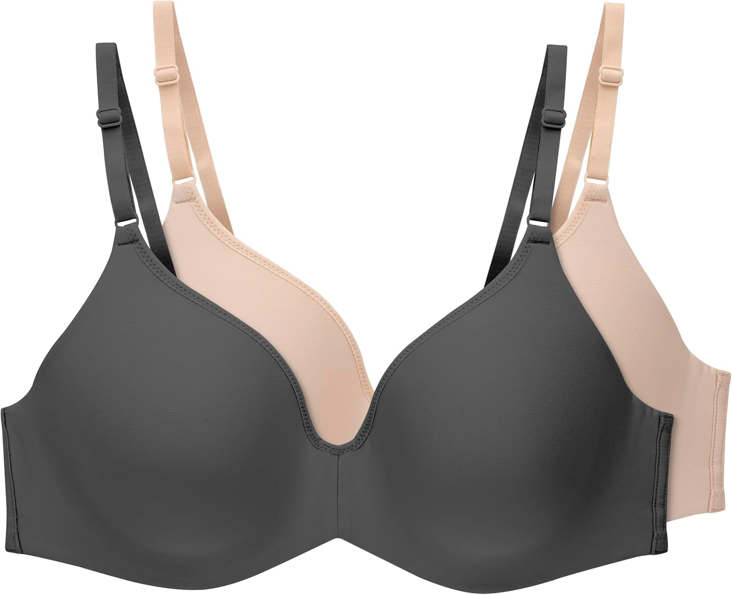Women Invisible Look Underwire Adjustable T-Shirt Bra (2 Pack)