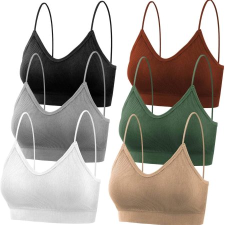 Padded s for Women, 6 Pcs Sports Bras for Women Pack, V Neck Cami Bra for Women Girls