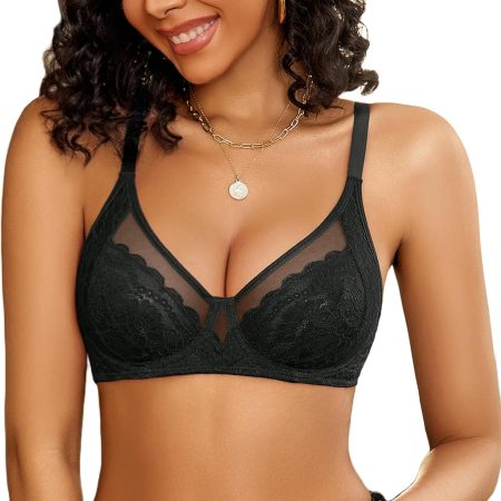Womens Lace Bras Sexy Push Up Bra with Underwire Full Coverage Unlined Balconette Everyday Bra Lingeries