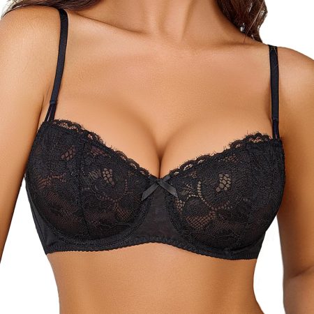 Women's Sexy Lace Bra Sheer Balconette Underwire Unlined Everyday Bras Lingerie