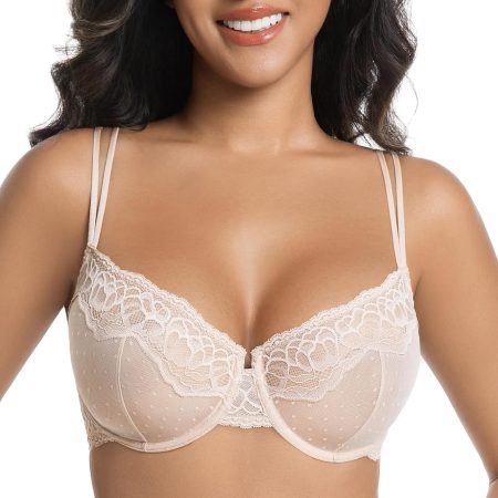 Women's Lace Balconette Bra Demi Sheer See Though Mesh Unlined Underwire Sexy